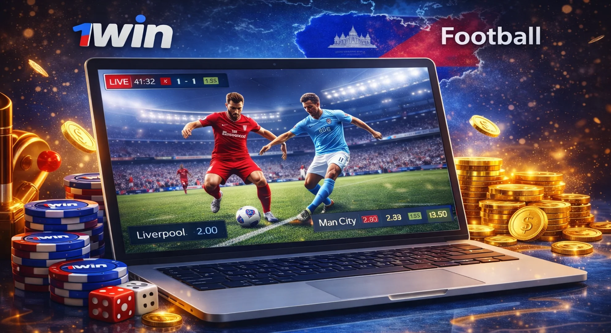 football betting on 1win Cambodia with live matches and odds